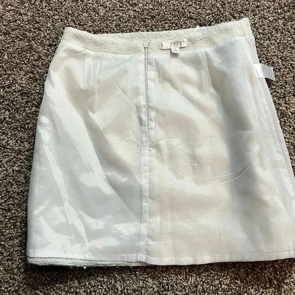KENAR WHITE SEQUINED MINI SKIRT LINED STRETCHY SIZE 6 - Picture 9 of 12